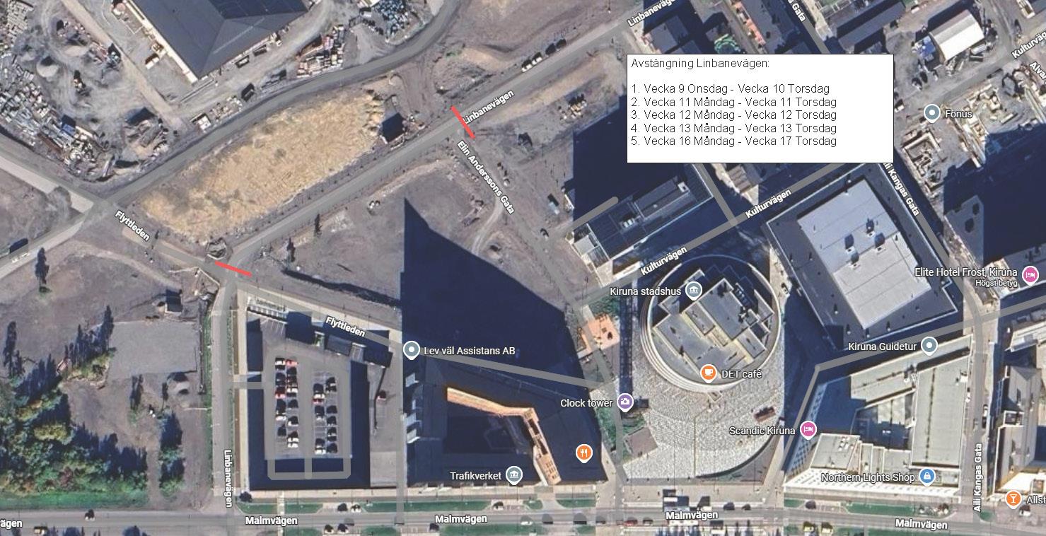 Information om tillfälliga avstängningar av Linbanevägen